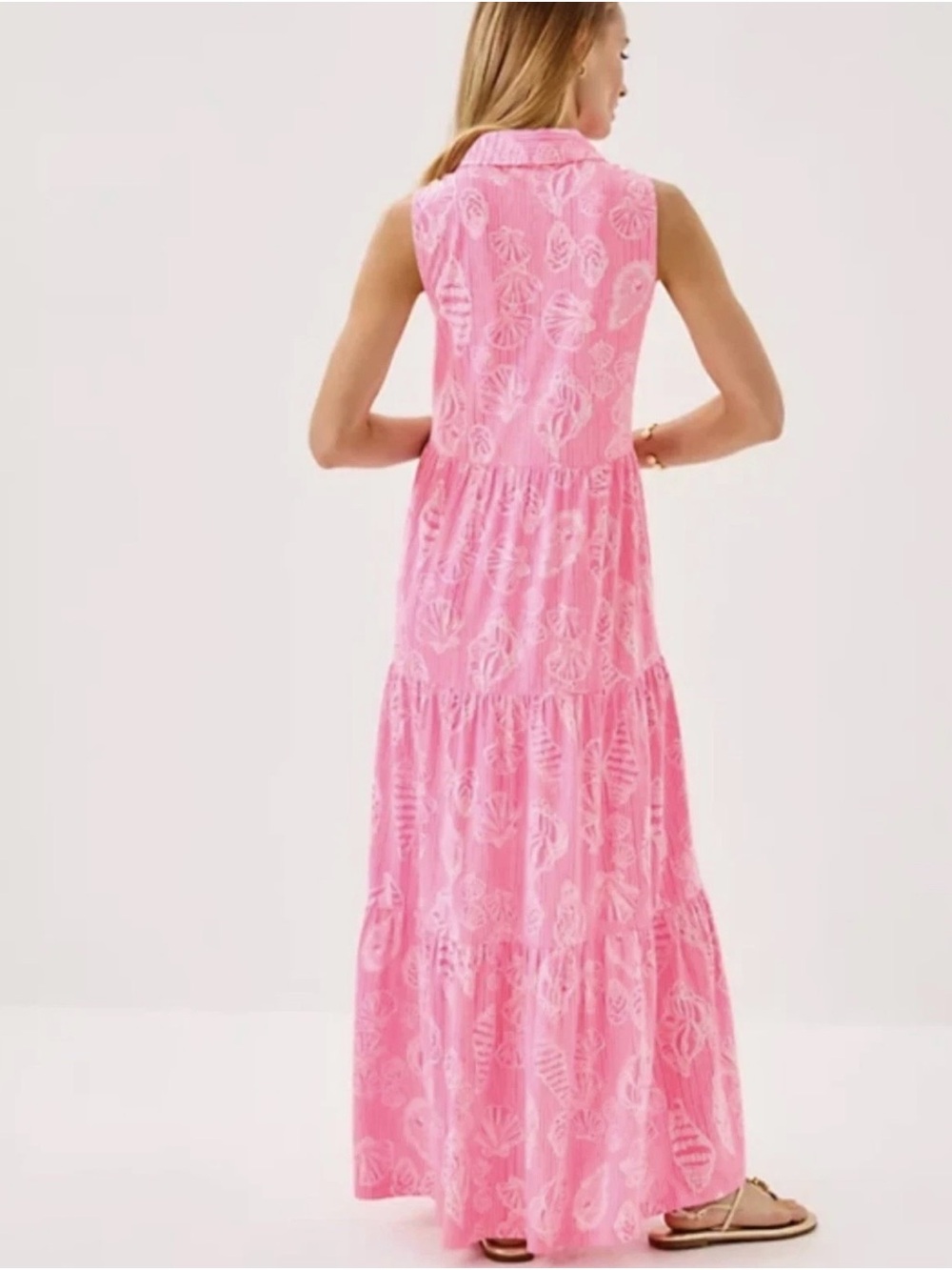 NWT Lilly Pulitzer Riegan Maxi Dress Rousseau Pink Cool As Shell Size XL - - Picture 2 of 4